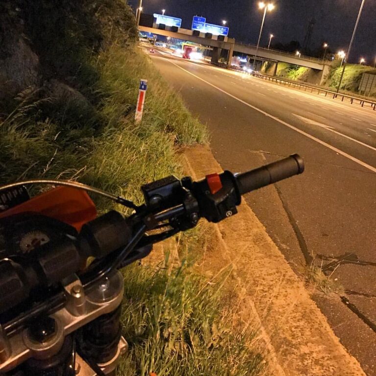 Sat at the side of the motorway waiting to be picked up after my bikes carburettor just took a shit…